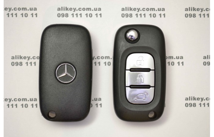 Выкидной ключ Mercedes 3 кнопки, чип ID 46, 433 MHz