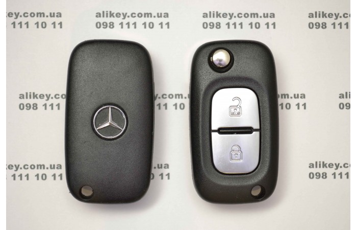 Выкидной ключ Mercedes 2 кнопки, чип ID 46, 433 MHz