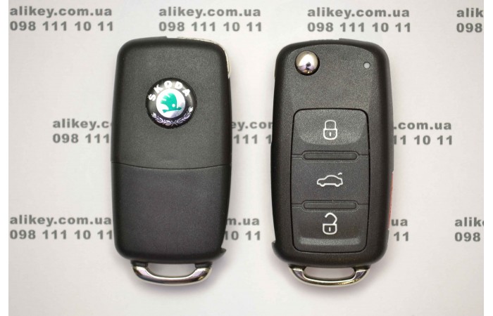 Выкидной ключ для Skoda 3  кнопки ID46, 434 Mhz